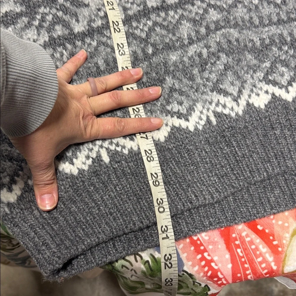Joseph Abboud Charcoal gray Cream fair isle Knit Sweater XXL unisex wool blend
